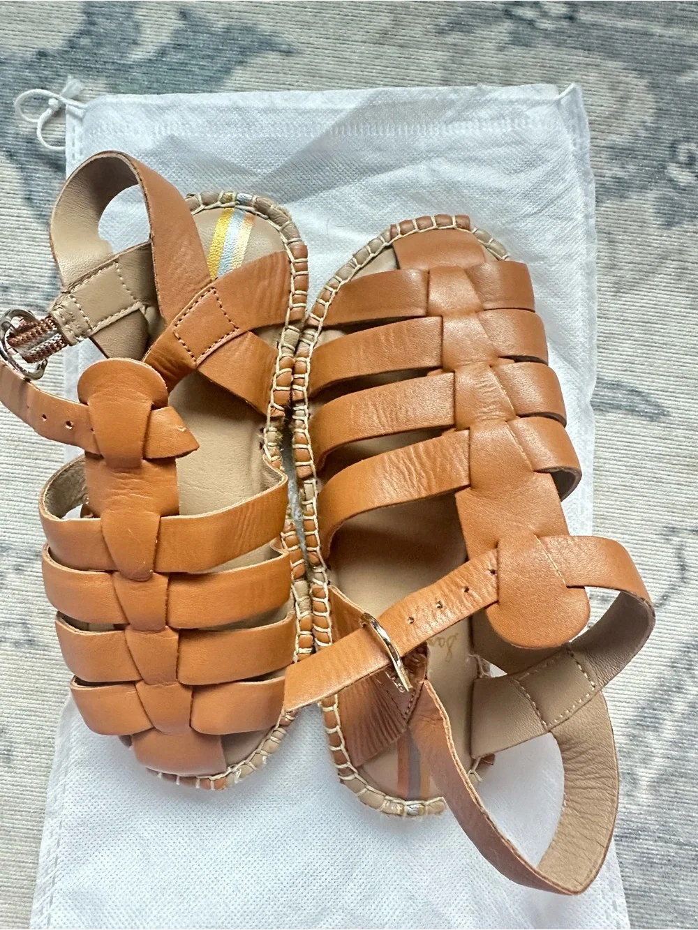 Sam Edelman Kids Leather Espadrille Fisherman Sandals Tan size 11
